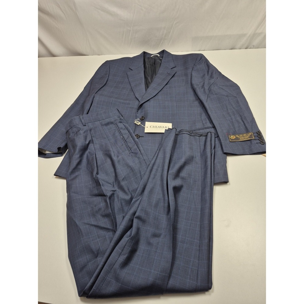 Chiavari Suit Mens 46R Blue Super 120s Wool 2 Piece 40x36 Loro Piana Italy NWT